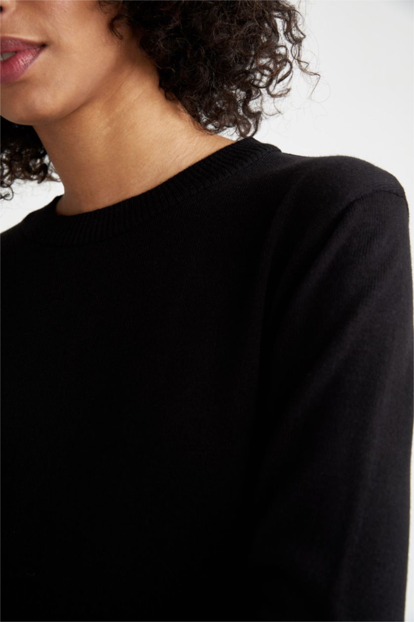 نساء أسود تونيك تريكو بيزك بقصة عادية فائق النعومة