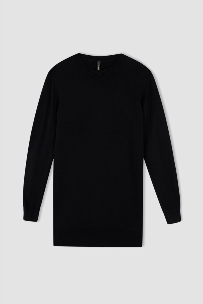 نساء أسود تونيك تريكو بيزك بقصة عادية فائق النعومة