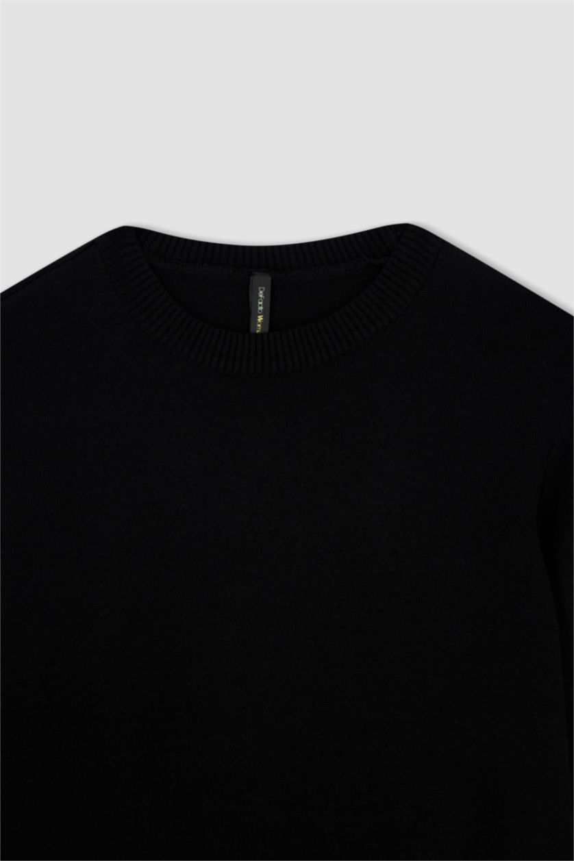 نساء أسود تونيك تريكو بيزك بقصة عادية فائق النعومة