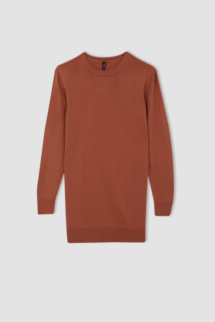 WOMAN Camel Regular Fit Crew Neck Tunic