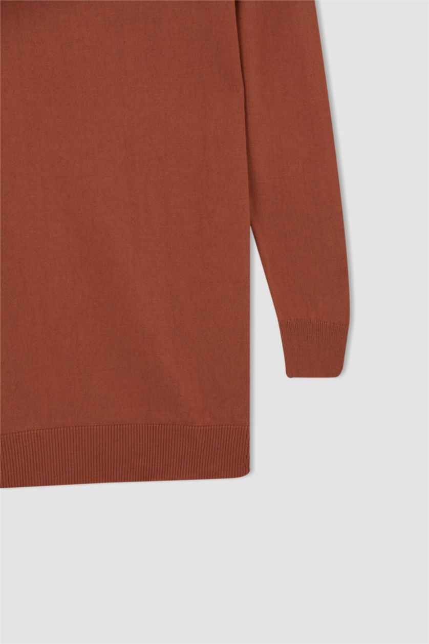 WOMAN Camel Regular Fit Crew Neck Tunic