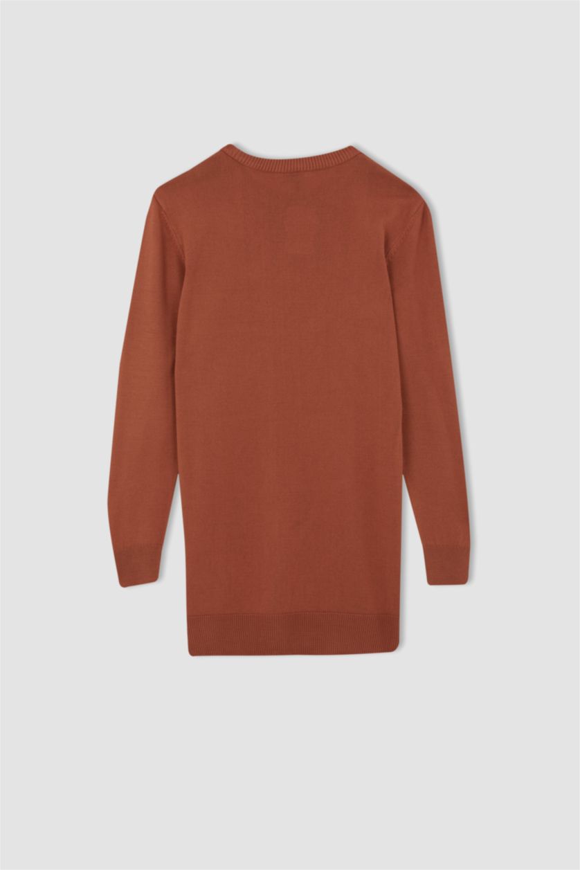 WOMAN Camel Regular Fit Crew Neck Tunic