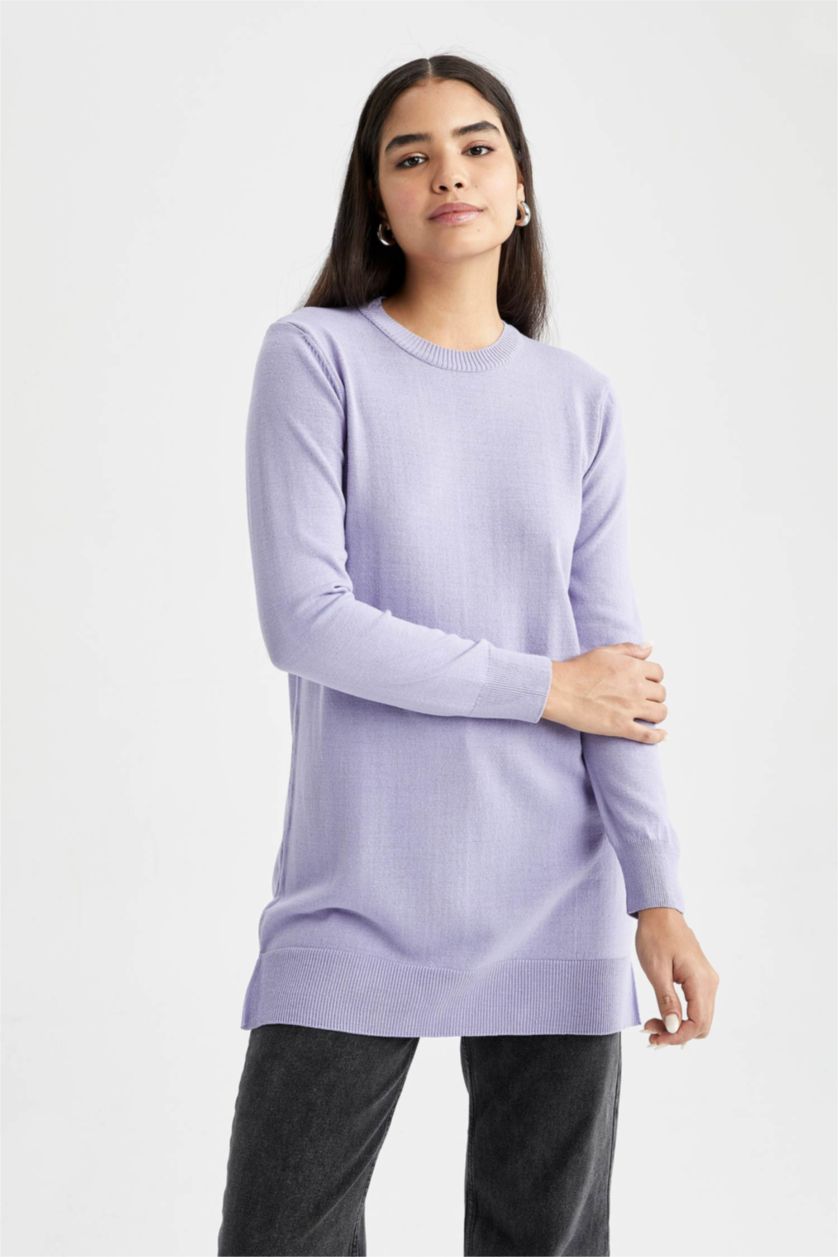 FEMME Violet Tunique basique en maille extra douce coupe classique