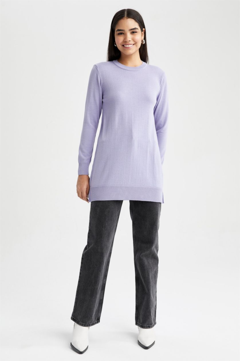 FEMME Violet Tunique basique en maille extra douce coupe classique