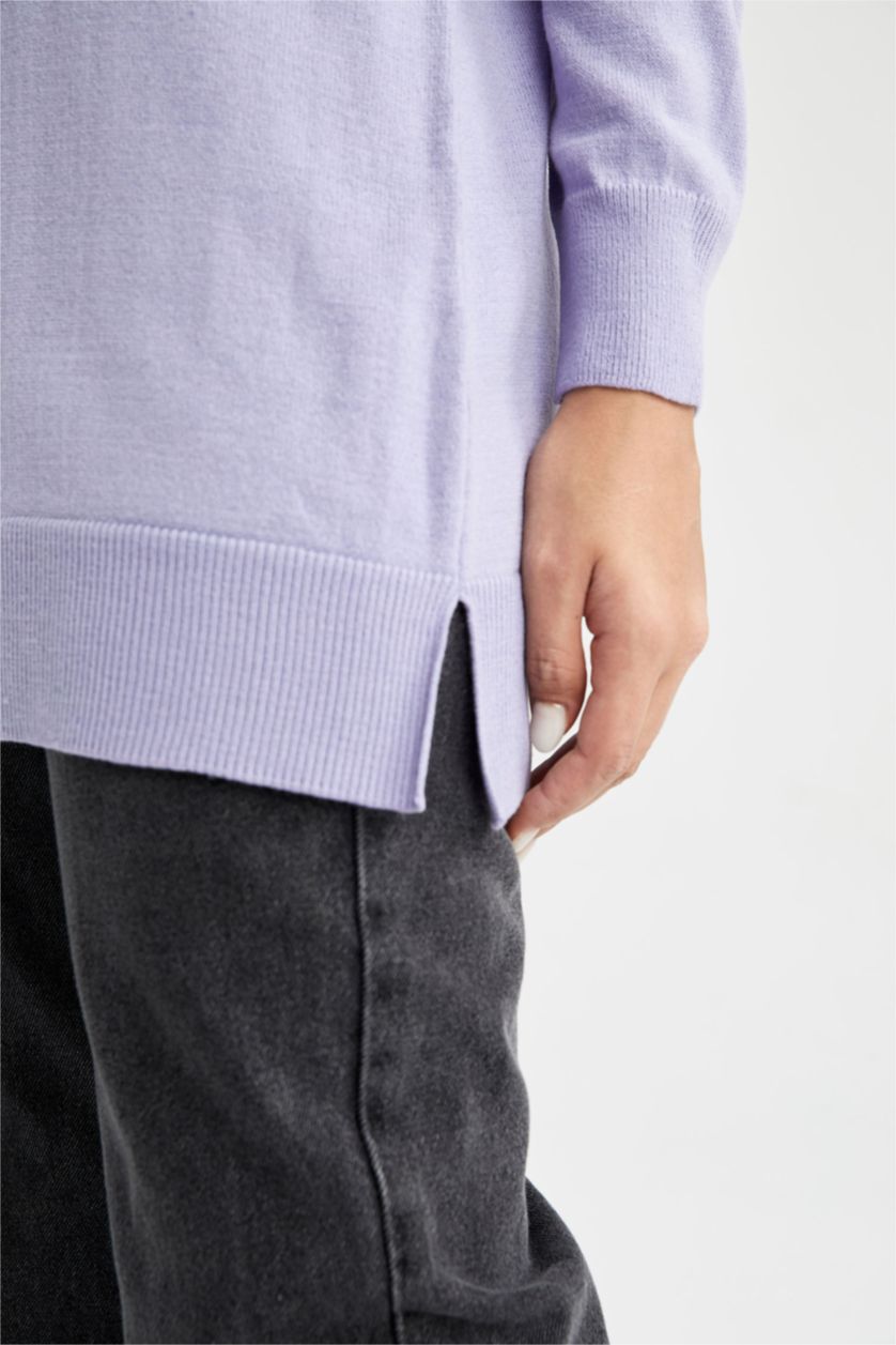 FEMME Violet Tunique basique en maille extra douce coupe classique