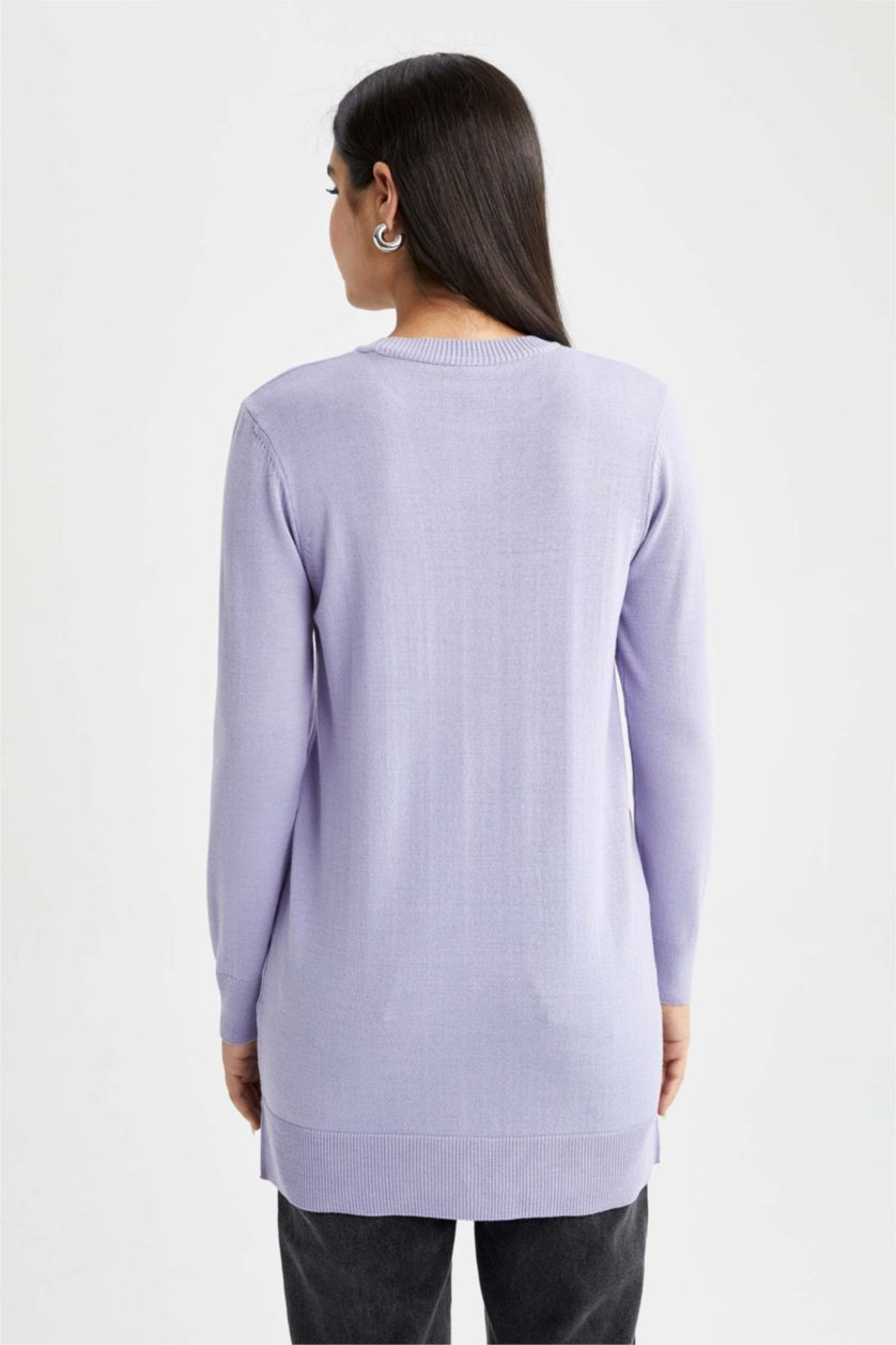 FEMME Violet Tunique basique en maille extra douce coupe classique