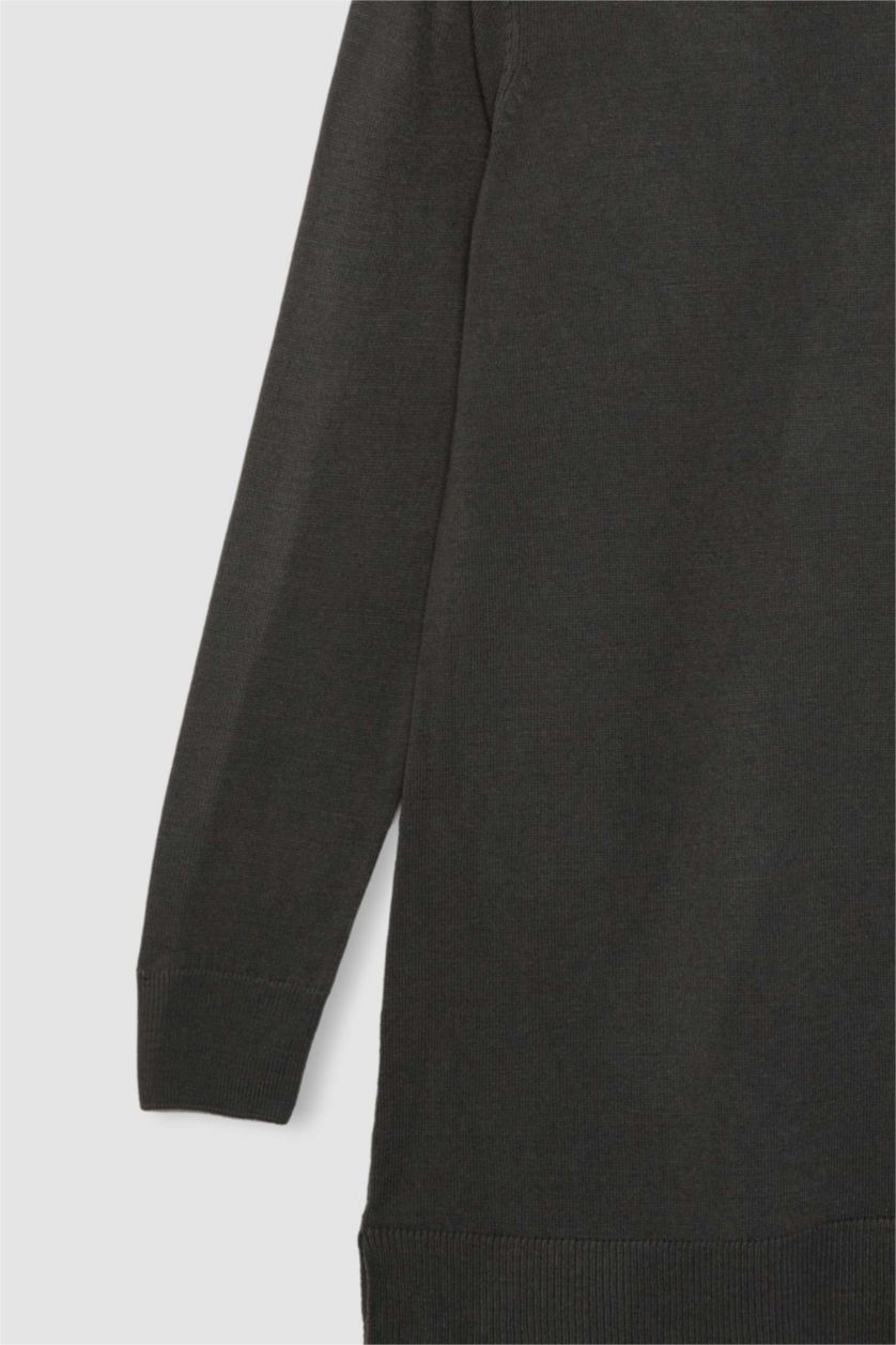 حريمي أنثرا تونيك تريكو قصة عادية بياقة مستديرة