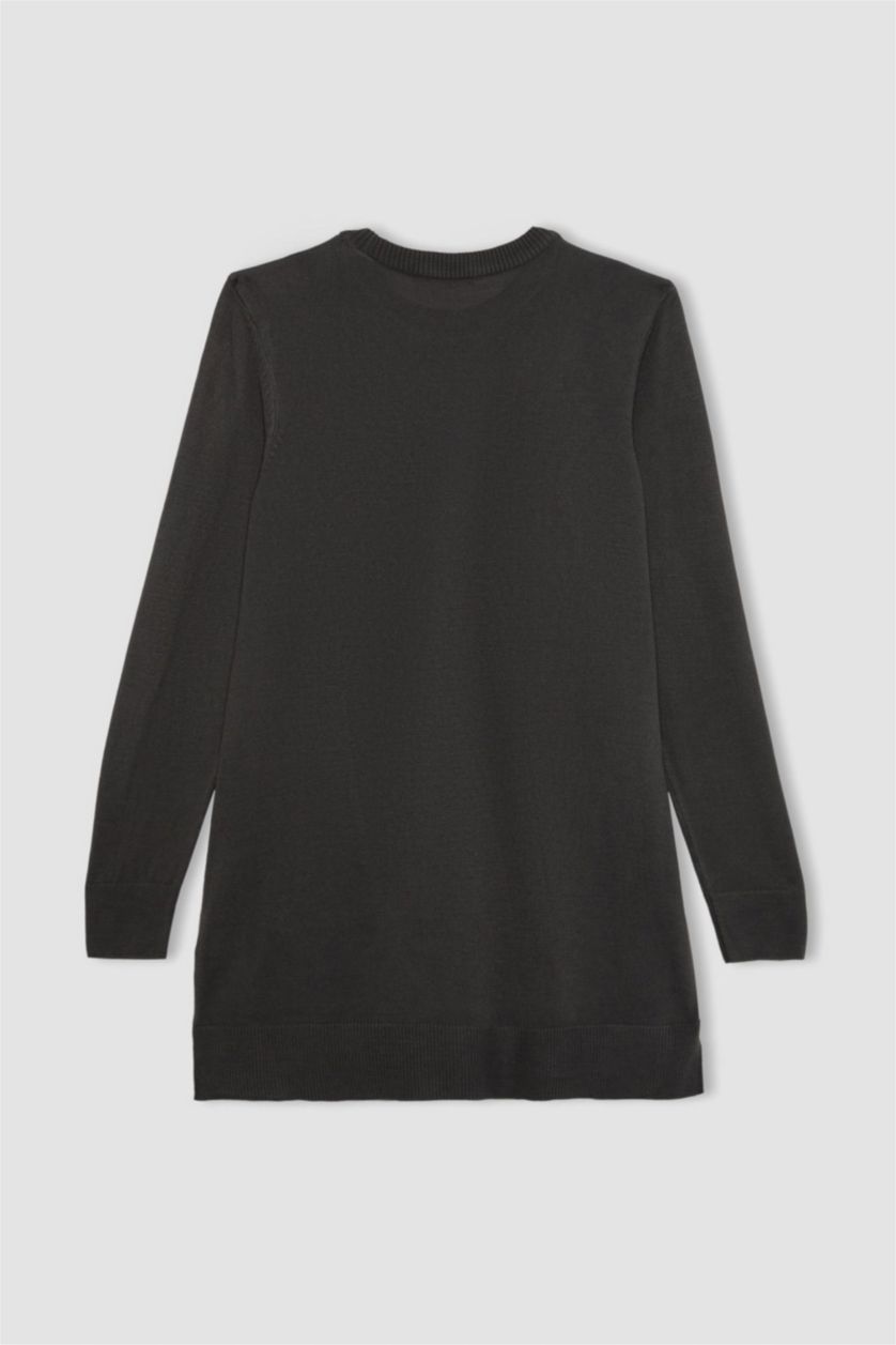 حريمي أنثرا تونيك تريكو قصة عادية بياقة مستديرة