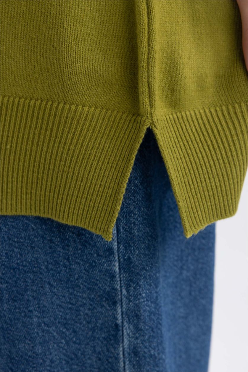 WOMAN Olive Regular Fit Crew Neck Tunic