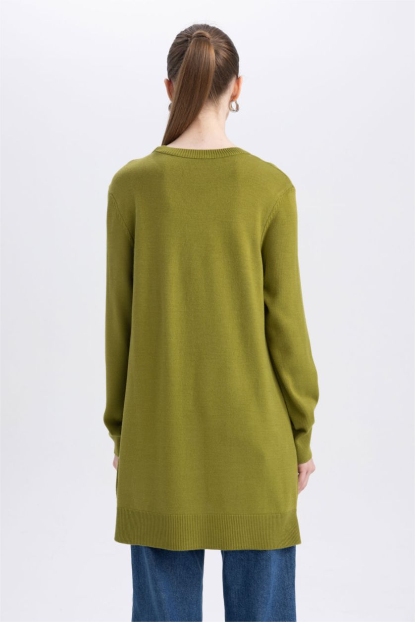 WOMAN Olive Regular Fit Crew Neck Tunic