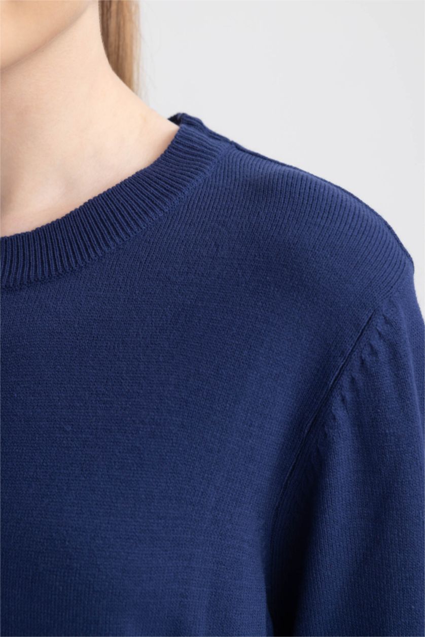 WOMAN NAVY Regular Fit Crew Neck Tunic