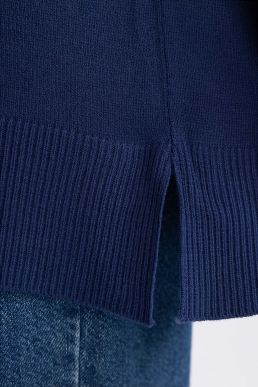 WOMAN NAVY Regular Fit Crew Neck Tunic