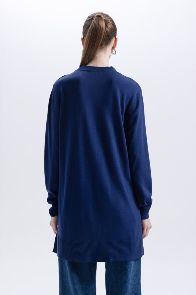 WOMAN NAVY Regular Fit Crew Neck Tunic