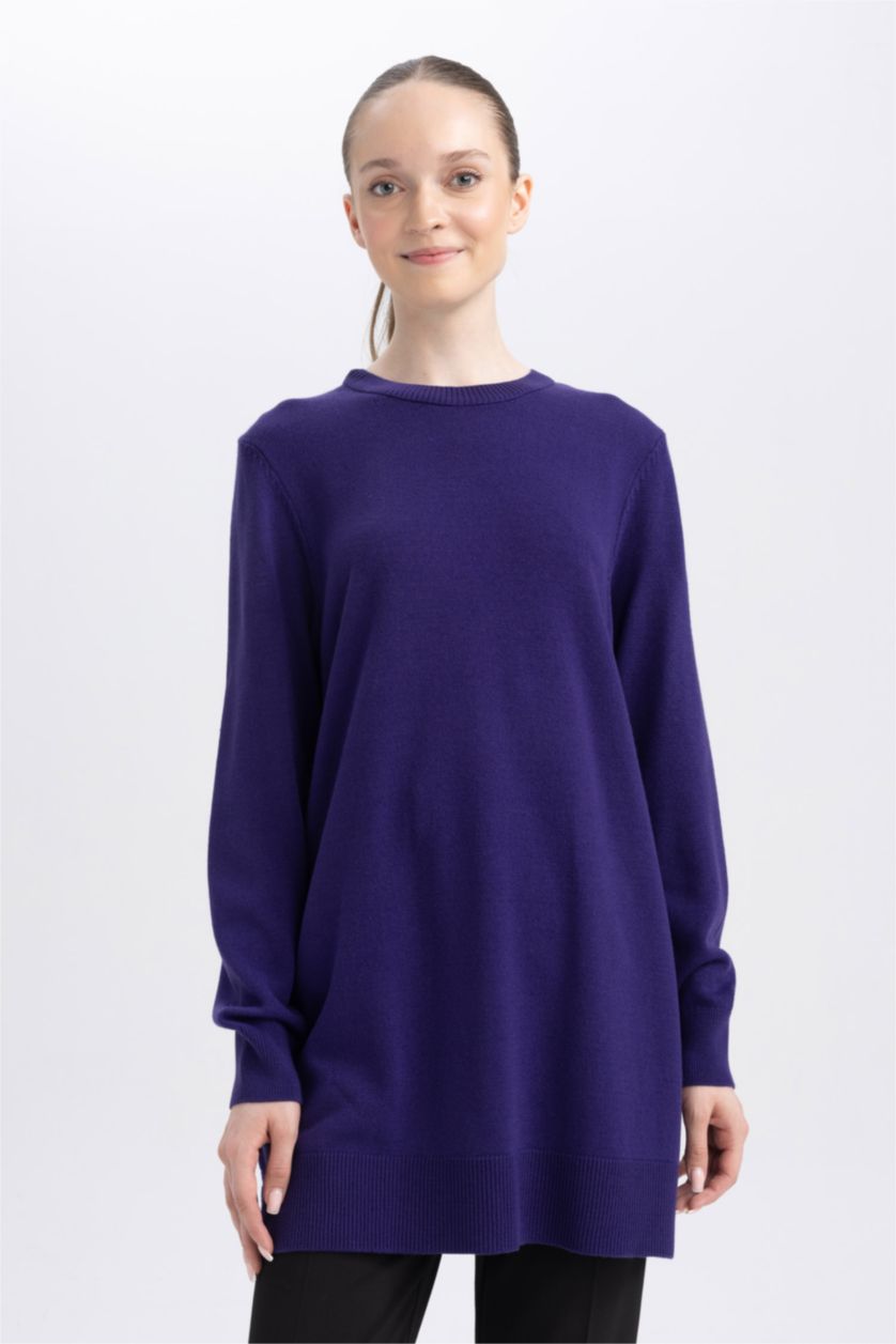 WOMAN Purple Regular Fit Crew Neck Tunic
