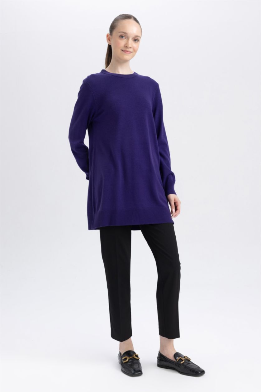WOMAN Purple Regular Fit Crew Neck Tunic