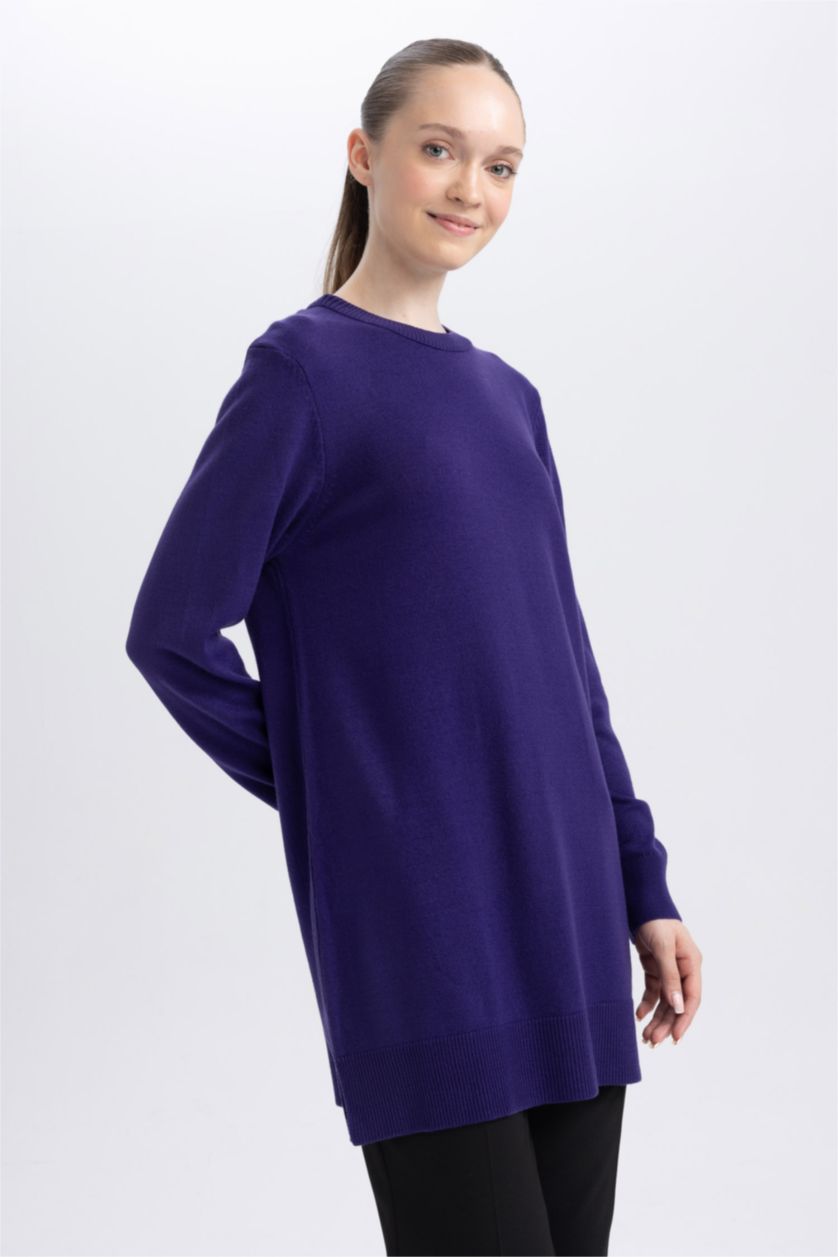 WOMAN Purple Regular Fit Crew Neck Tunic