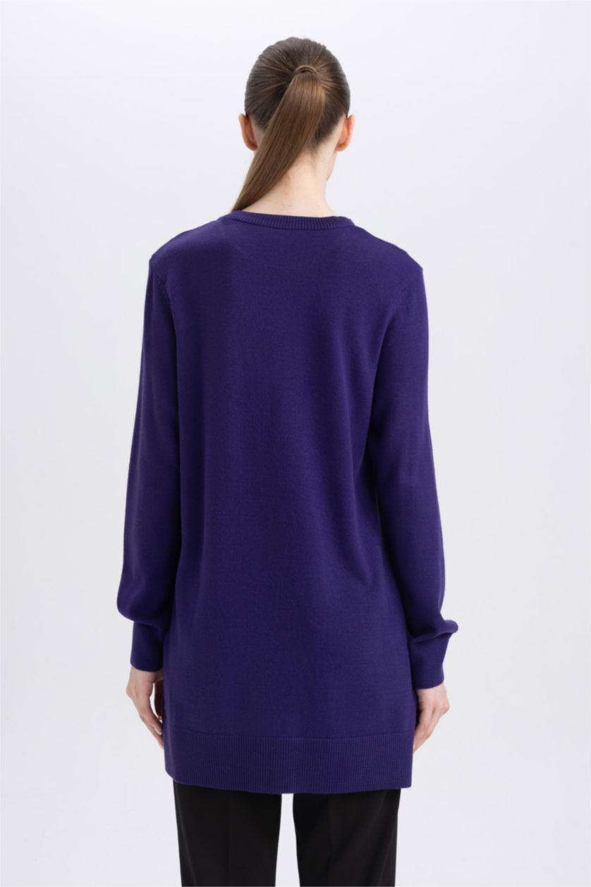 WOMAN Purple Regular Fit Crew Neck Tunic