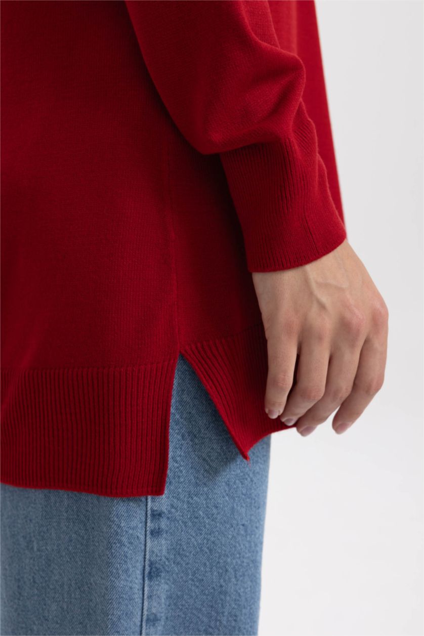 WOMAN Red Regular Fit Crew Neck Tunic