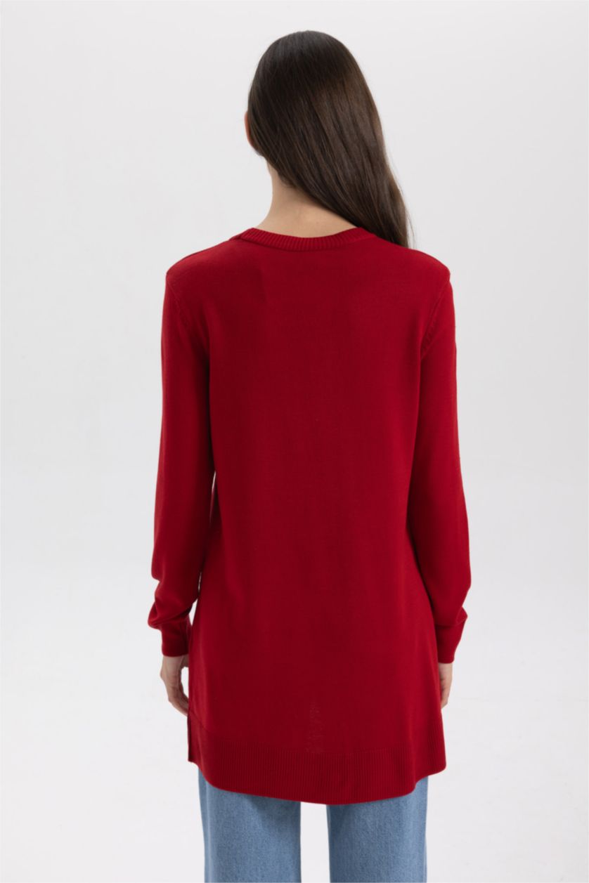 WOMAN Red Regular Fit Crew Neck Tunic