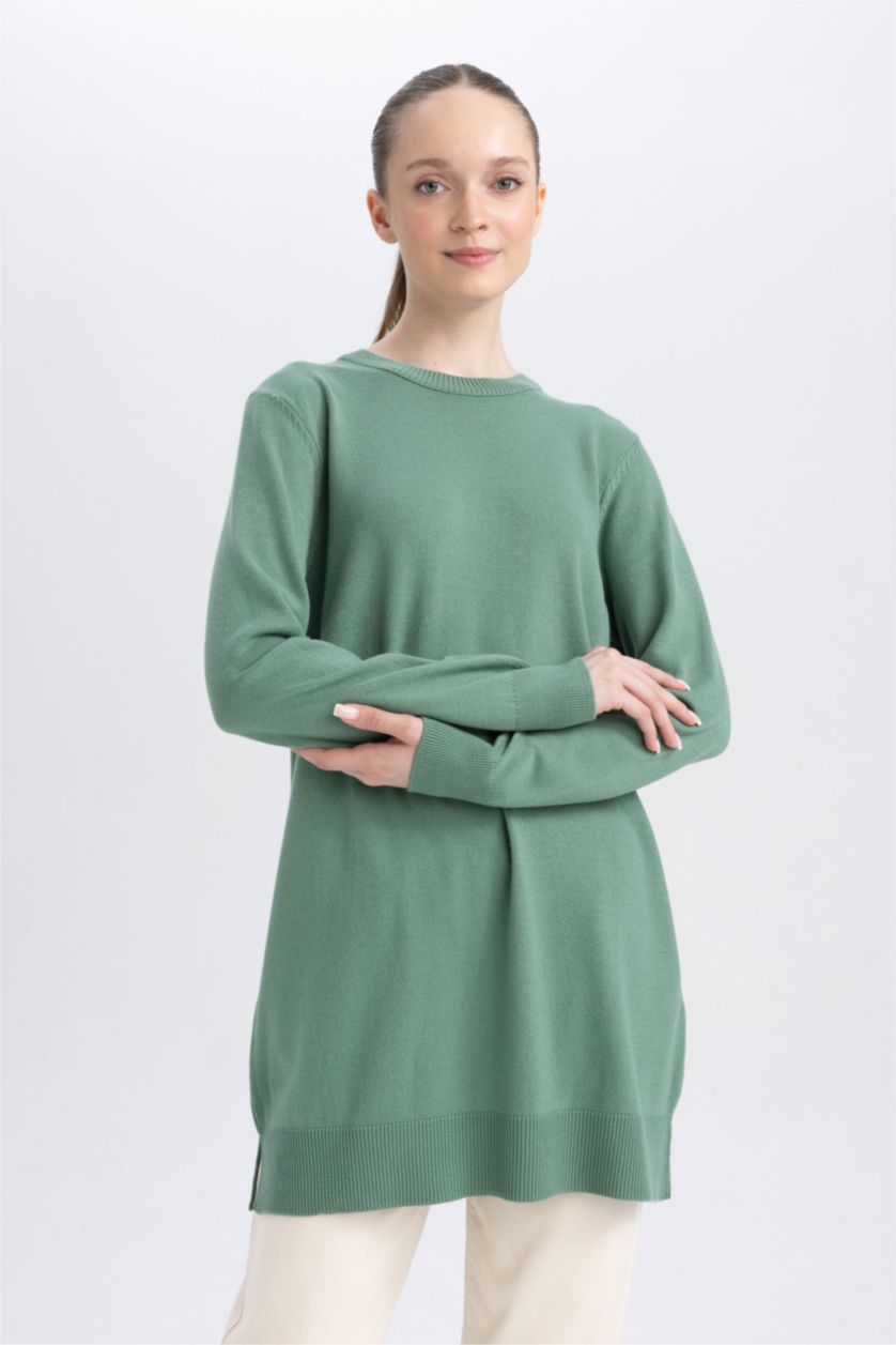 WOMAN Light Mint Regular Fit Crew Neck Tunic