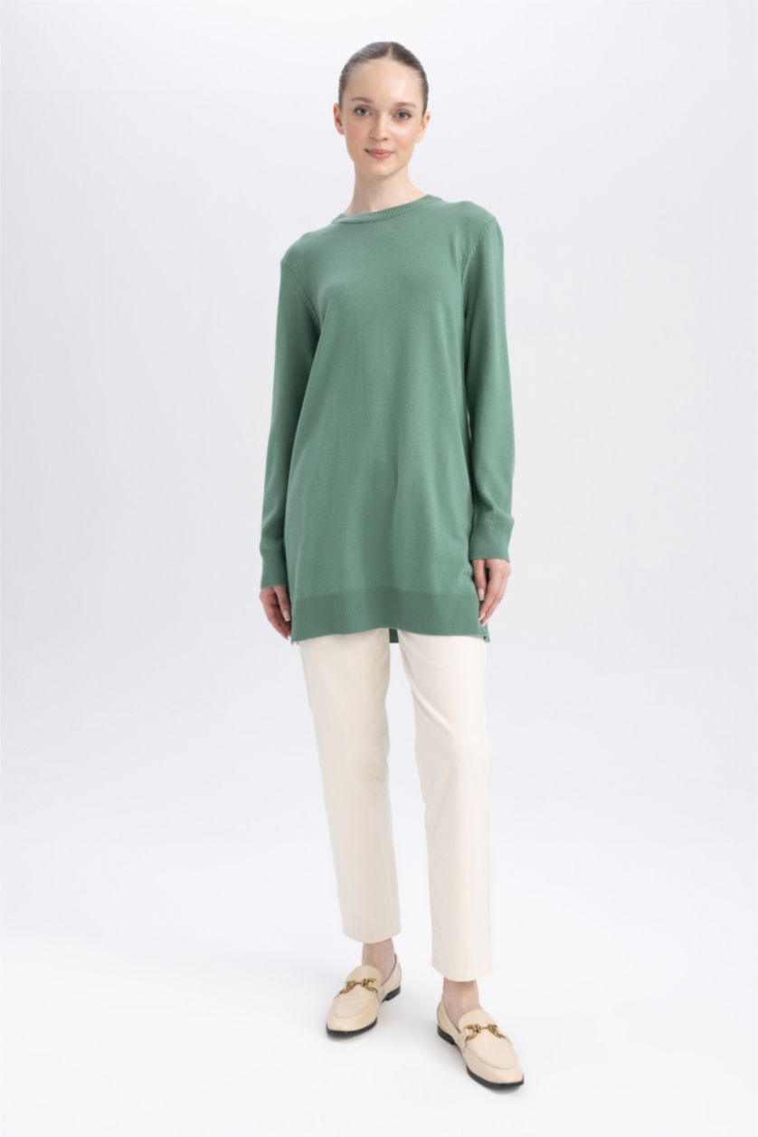 WOMAN Light Mint Regular Fit Crew Neck Tunic