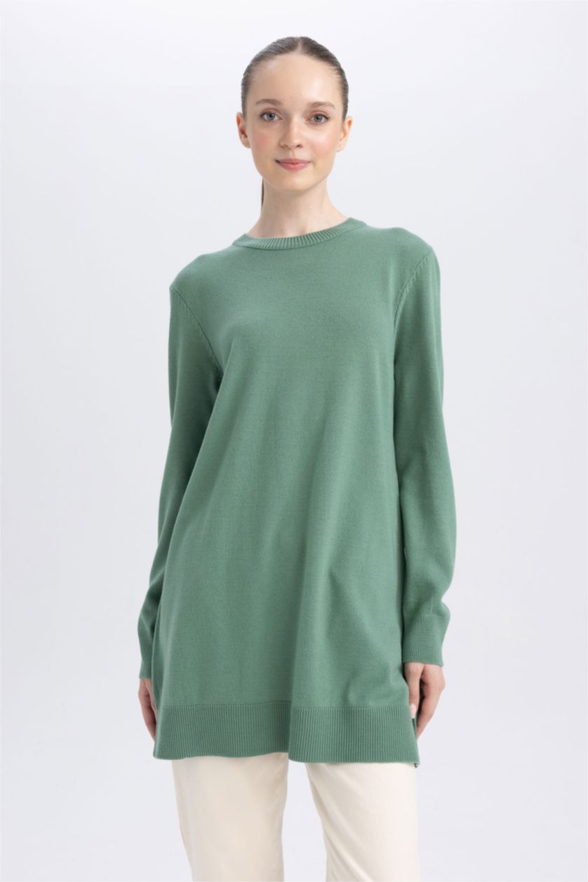 WOMAN Light Mint Regular Fit Crew Neck Tunic