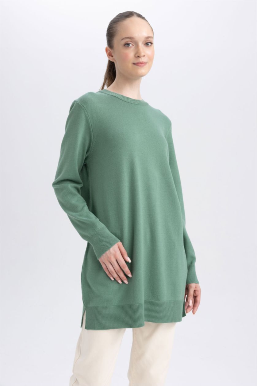 WOMAN Light Mint Regular Fit Crew Neck Tunic