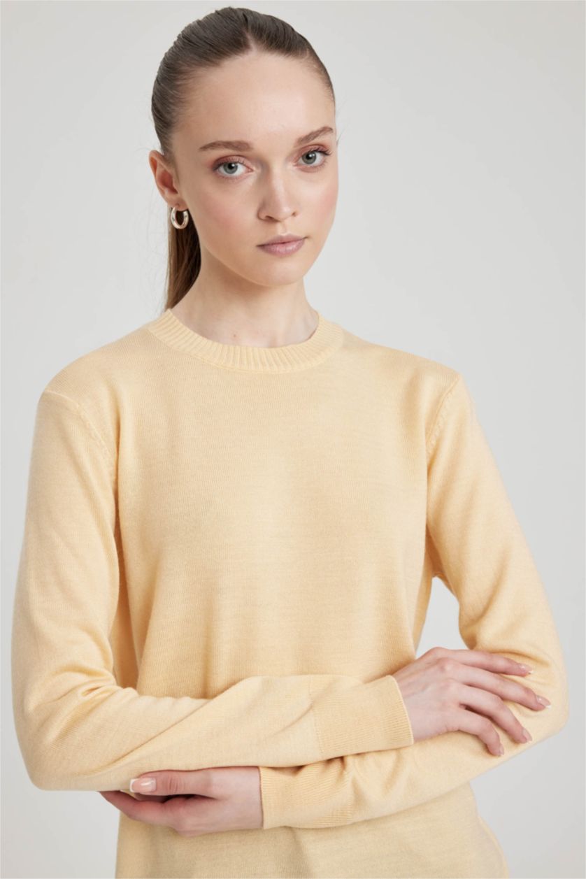 WOMAN Light Yellow Regular Fit Crew Neck Tunic