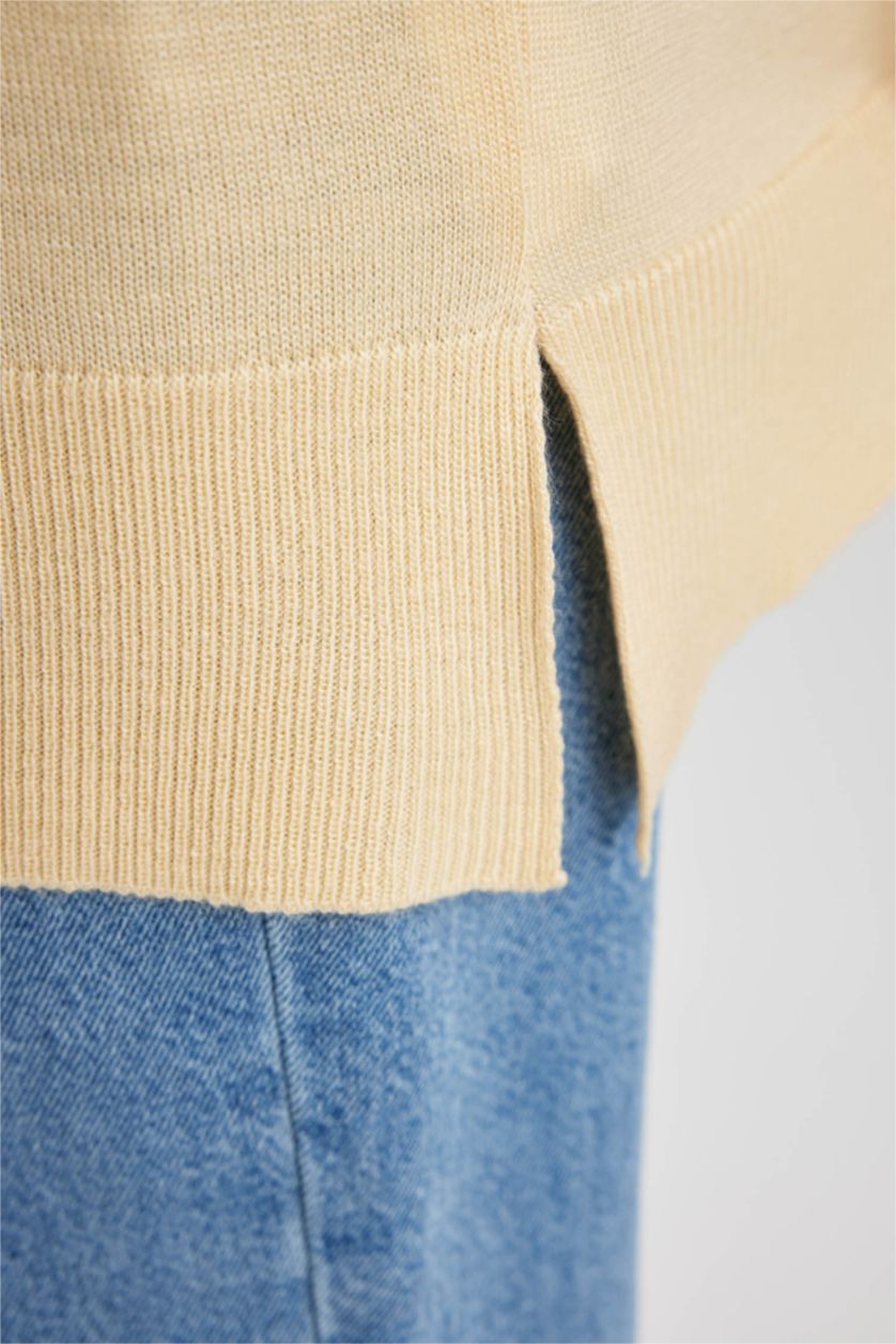 WOMAN Light Yellow Regular Fit Crew Neck Tunic