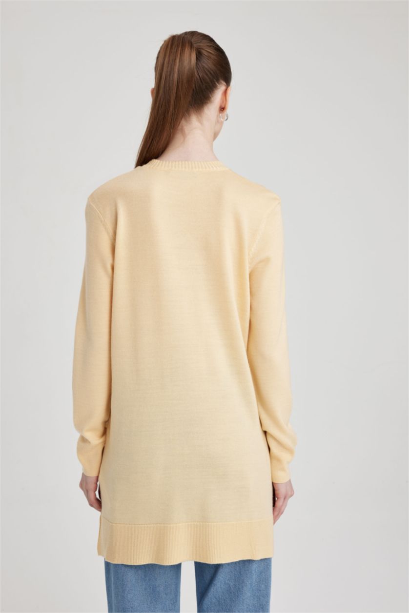 WOMAN Light Yellow Regular Fit Crew Neck Tunic