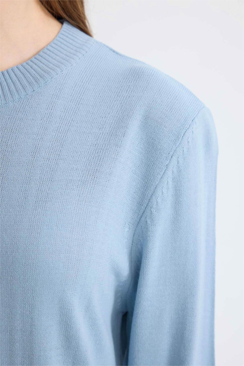 Kadın Açık Mavi Regular Fıt Bisiklet Yaka Tunik