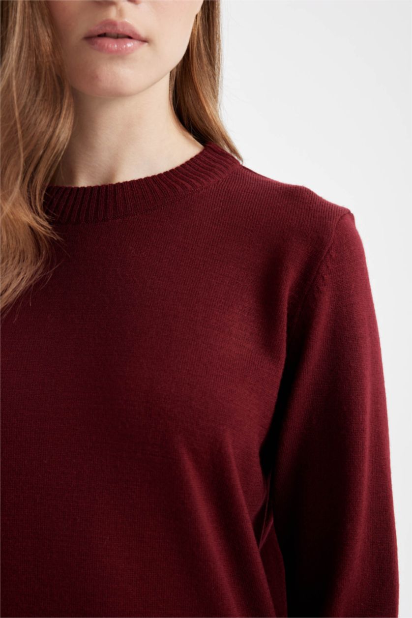 Kadın Bordo Regular Fıt Bisiklet Yaka Tunik