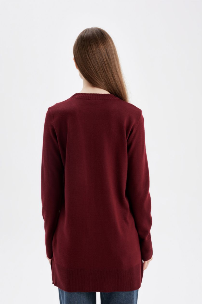 Kadın Bordo Regular Fıt Bisiklet Yaka Tunik