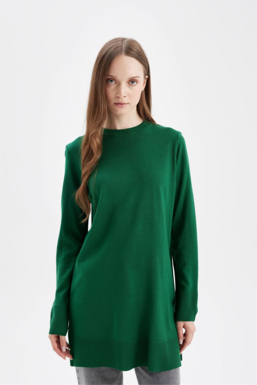 WOMAN Green Regular Fit Crew Neck Tunic