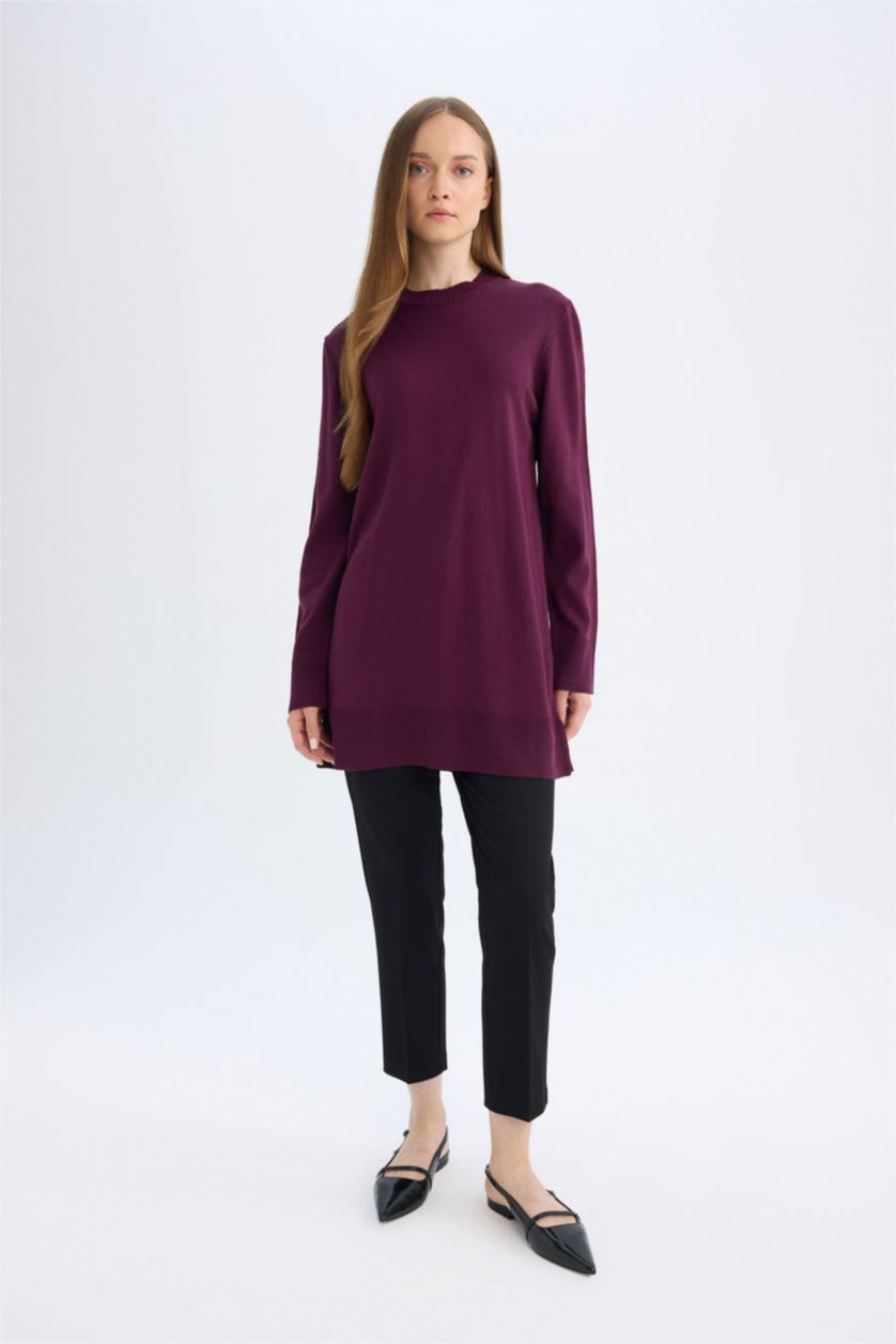 WOMAN Purple Regular Fit Crew Neck Tunic