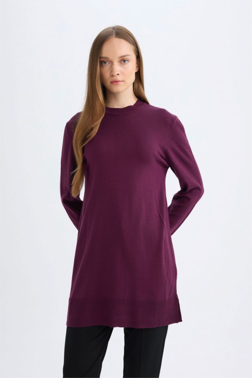 WOMAN Purple Regular Fit Crew Neck Tunic