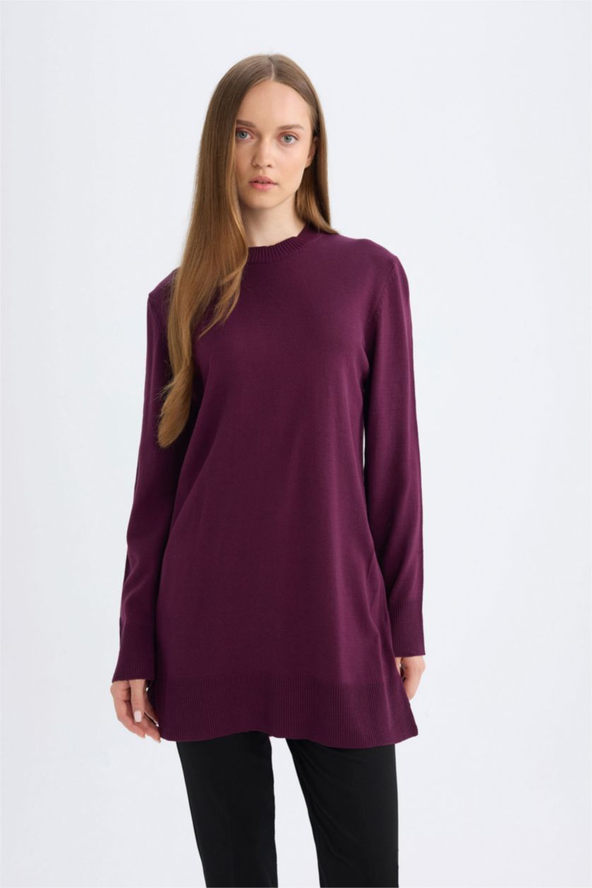 WOMAN Purple Regular Fit Crew Neck Tunic