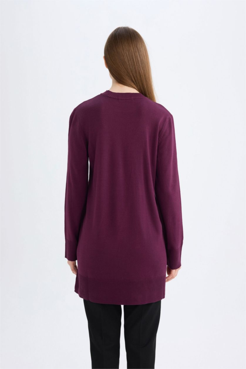 WOMAN Purple Regular Fit Crew Neck Tunic