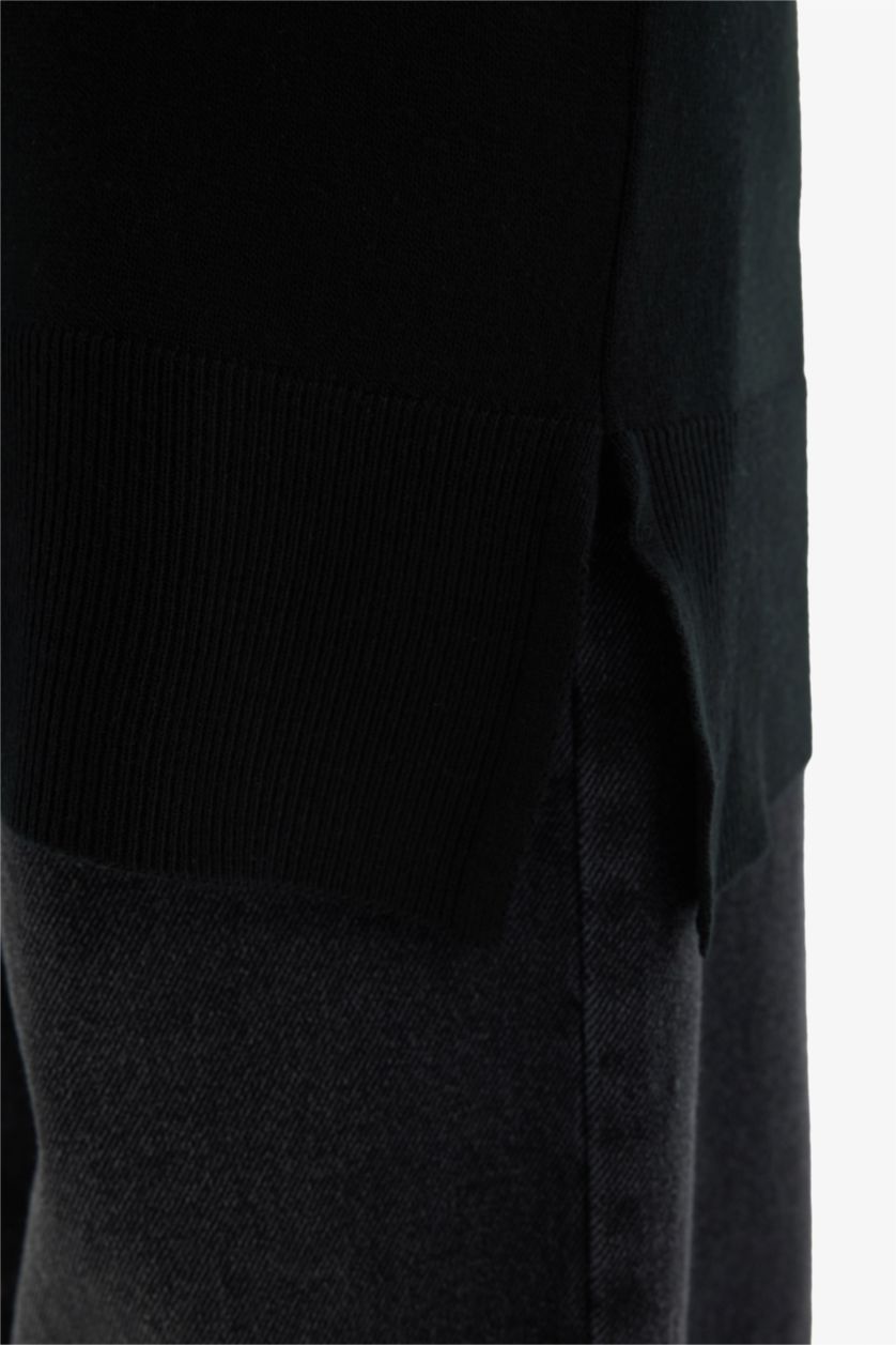 WOMAN Black Regular Fit Crew Neck Tunic