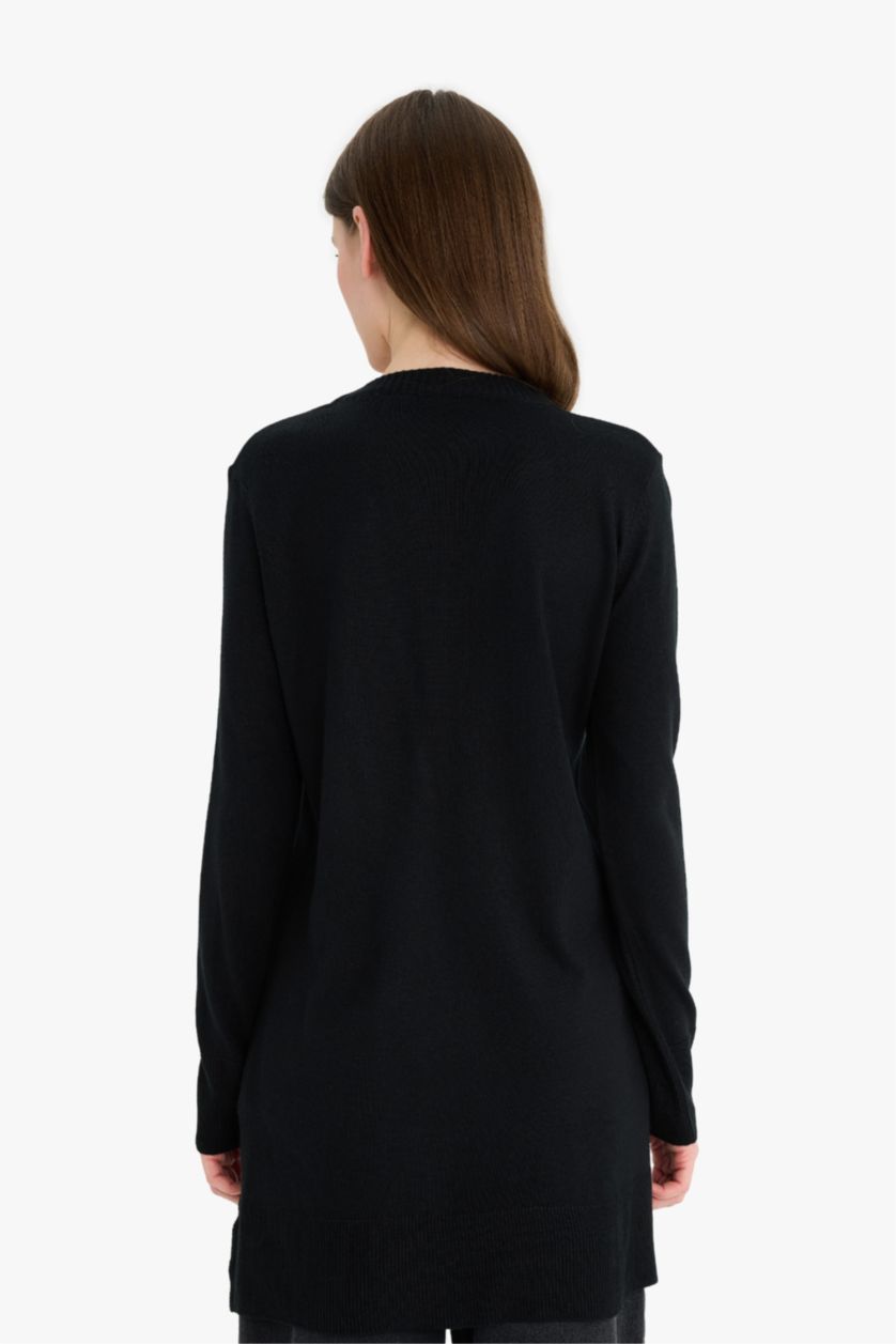 WOMAN Black Regular Fit Crew Neck Tunic