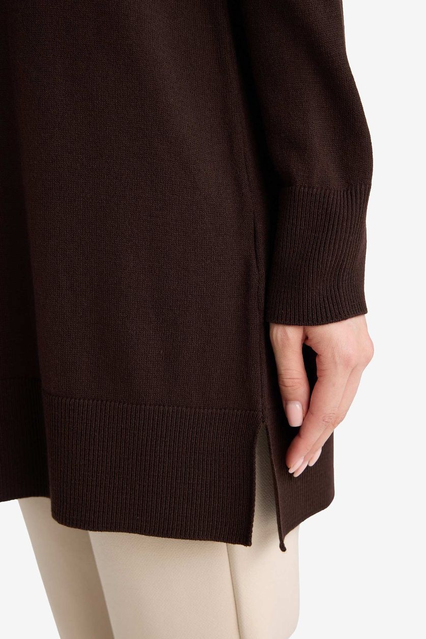 Kadın Kahve Basic Kazak Tunik