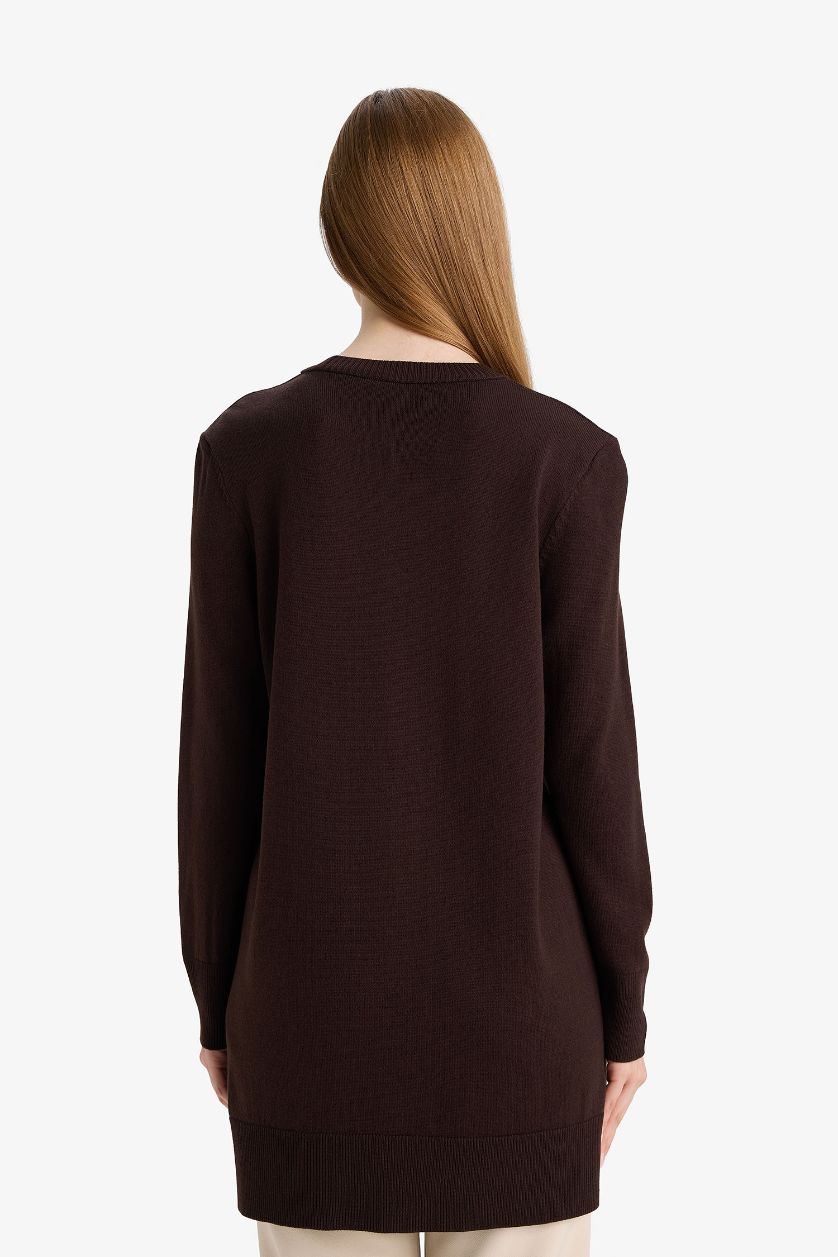 Kadın Kahve Basic Kazak Tunik