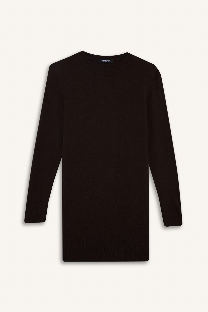 Kadın Kahve Basic Kazak Tunik