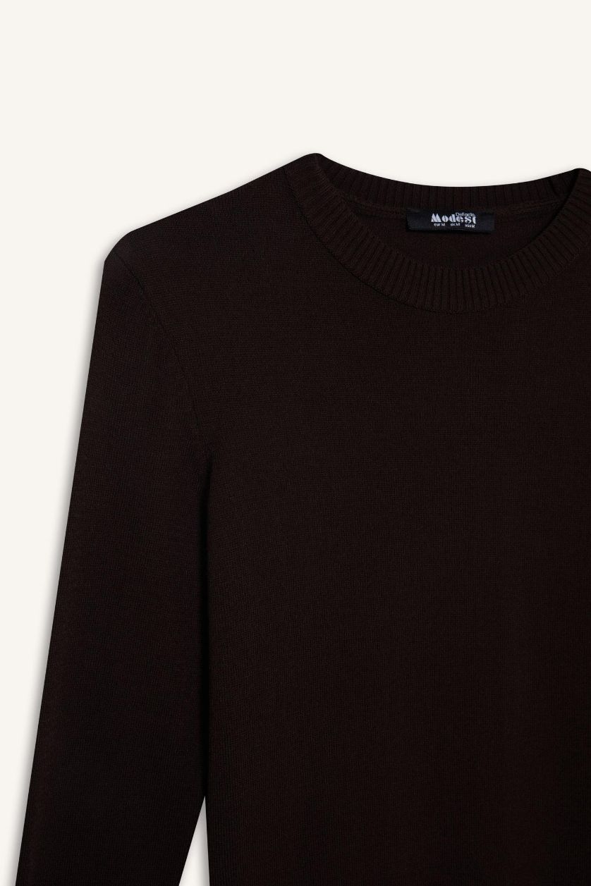 Kadın Kahve Basic Kazak Tunik