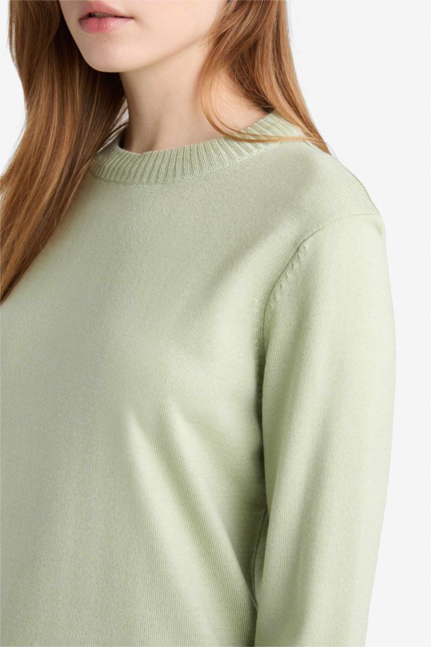 حريمي أخضر فاتح تونيك قصة عادية برقبة دائرية