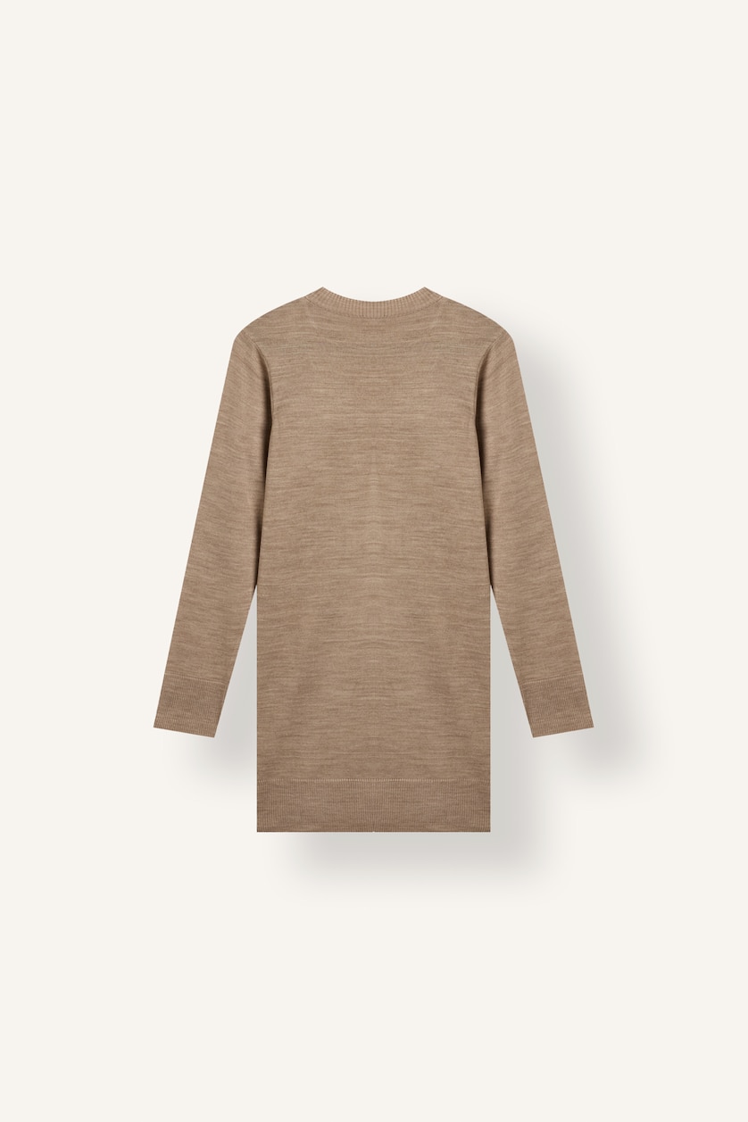 Women Beige Regular Fit Crew Neck Beige Knit Tunic
