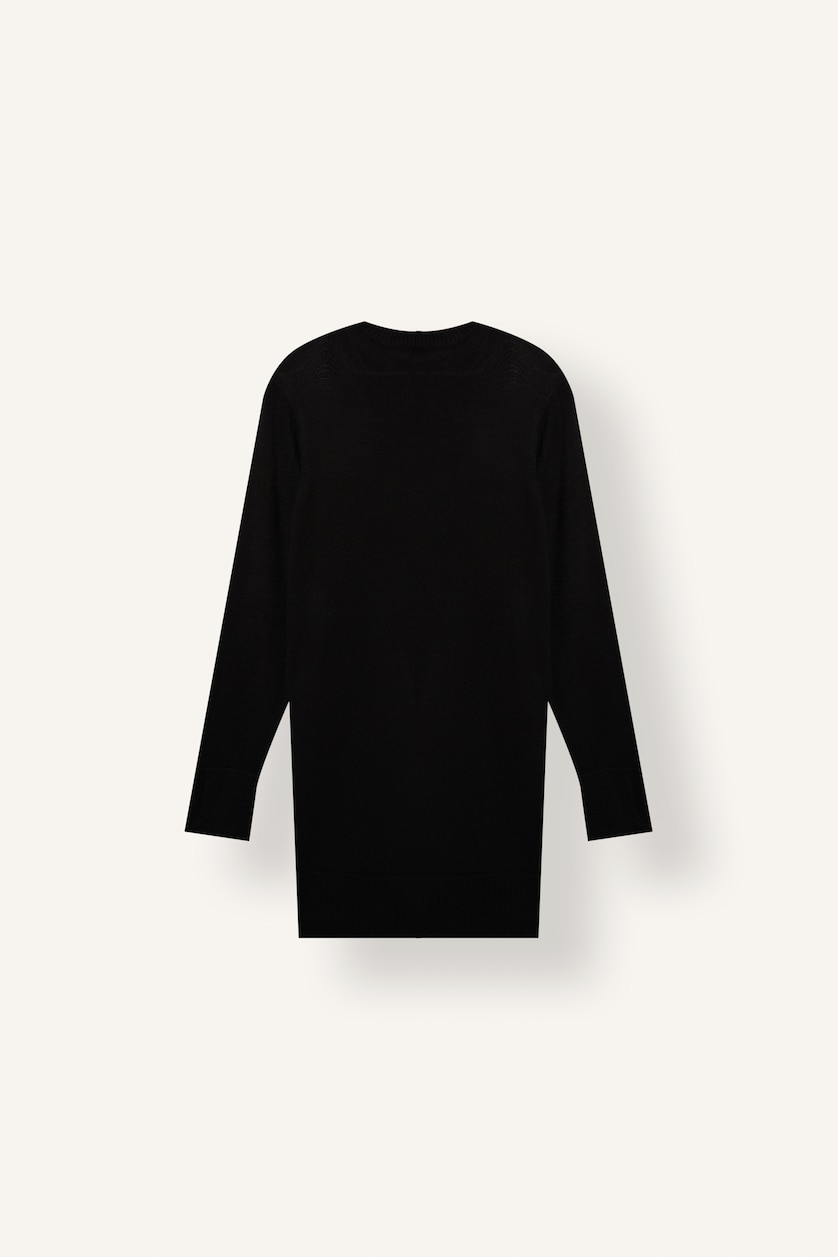 Women Black Regular Fit Knitwear Tunic
