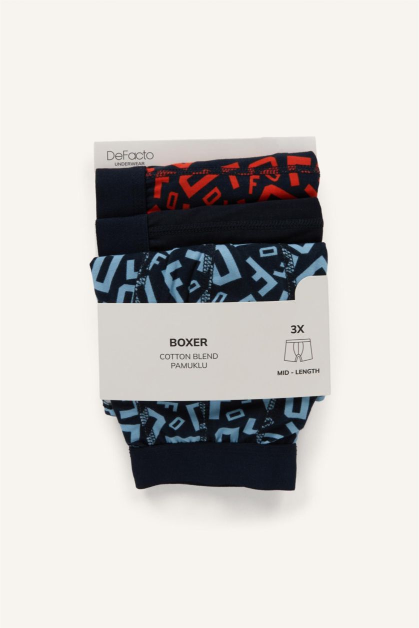 Erkek Lacivert Regular Fıt 3'lü Boxer