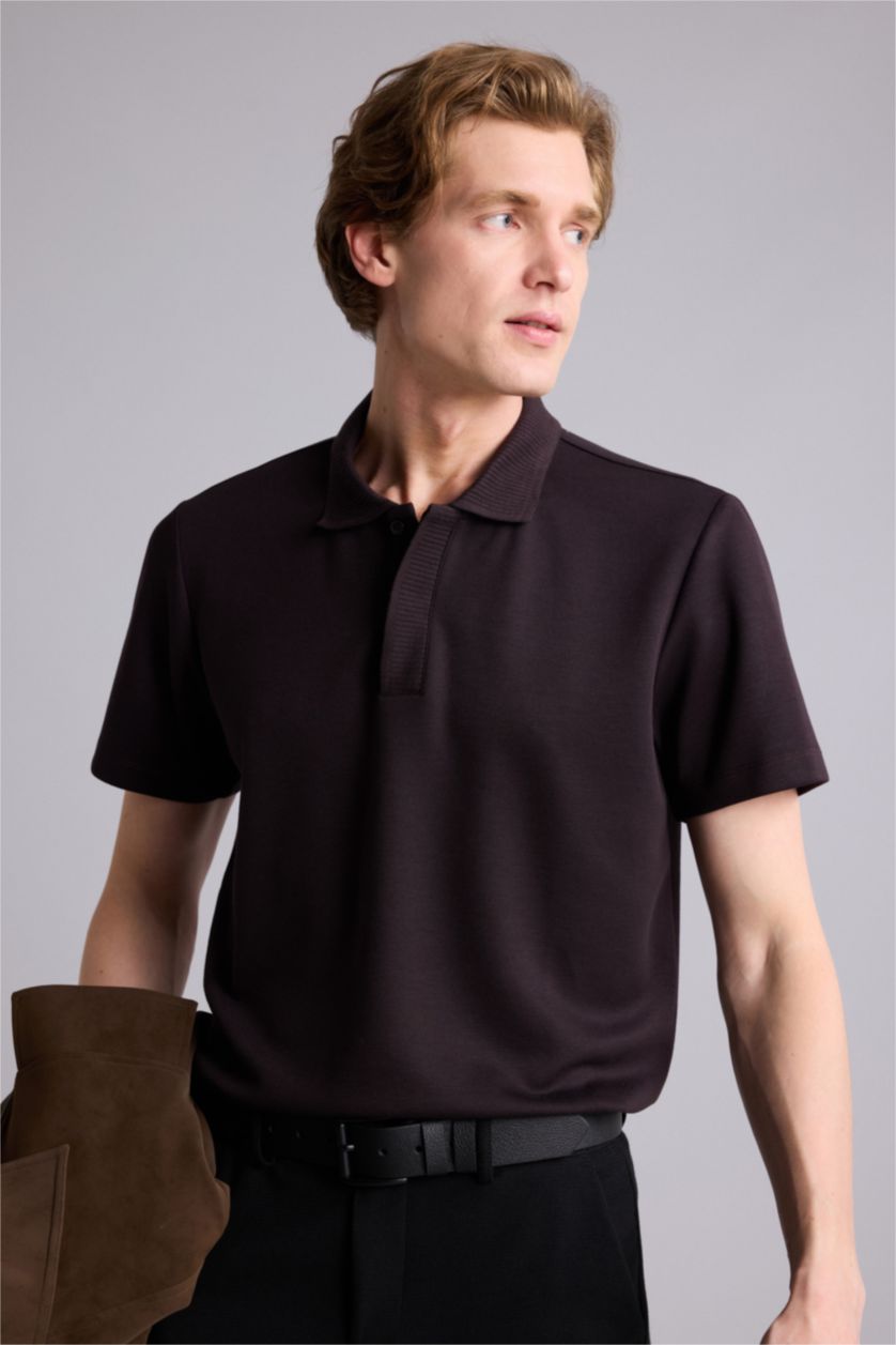 Erkek Kahve Kısa Kollu Polo Tişört