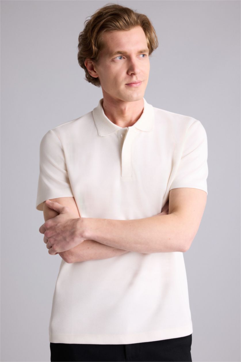 Erkek Ekru Kısa Kollu Polo Tişört